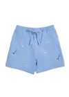 Florence Eiseman Knit Pull On Short With Golf Clubs In Light Blue