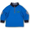 Florence Eiseman Knit Raglan 1/2 Zip Shirt With Train In Blue