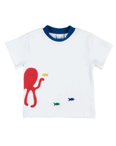 Florence Eiseman Kids'  Knit Shirt With Octopus And Fish In White