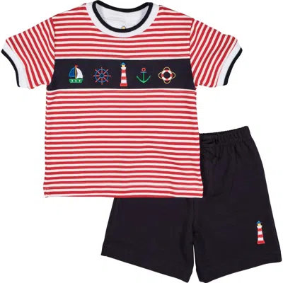 Florence Eiseman Babies'  Knit Short Set With Nautical Applique In Multi