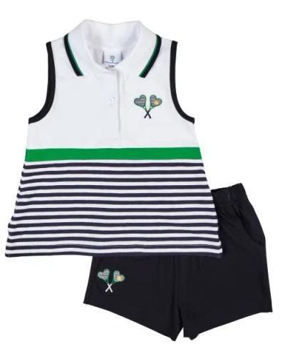 Florence Eiseman Babies'  Knit Short Set With Tennis Rackets In White