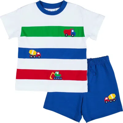 Florence Eiseman Babies'  Knit Short Set With Trucks In Multi