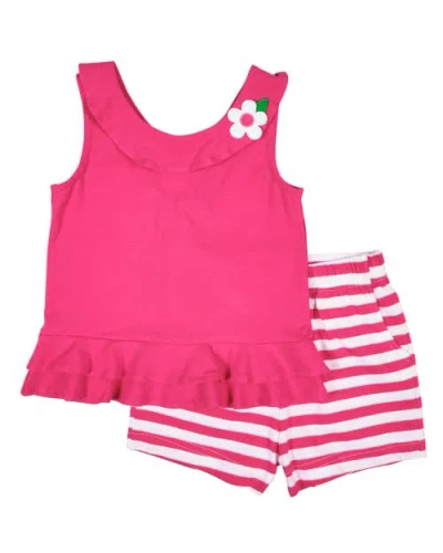 Florence Eiseman Kids'  Knit Top With Flower And Short Set In Multi
