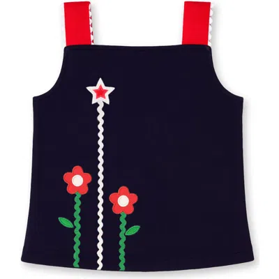 Florence Eiseman Kids'  Knit Top With Ric Rac, Flowers & Star In Blue