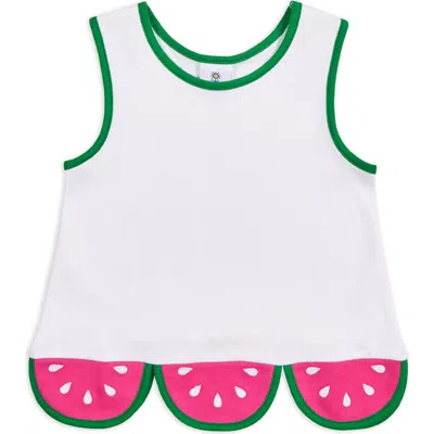 Florence Eiseman Babies'  Knit Top With Scallop Watermelon Hem In White/multicolor