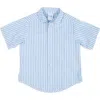 Florence Eiseman Linen Look Camp Shirt In Blue/white