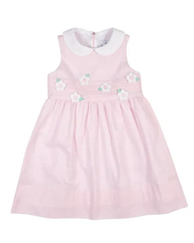 Florence Eiseman Kids'  Linen-look Dress With Flowers In Pink