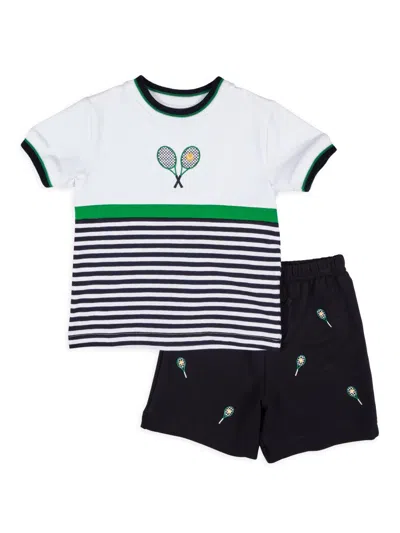 Florence Eiseman Little Boy's & Boy's Cotton Tennis Shirt & Shorts Set In Blue