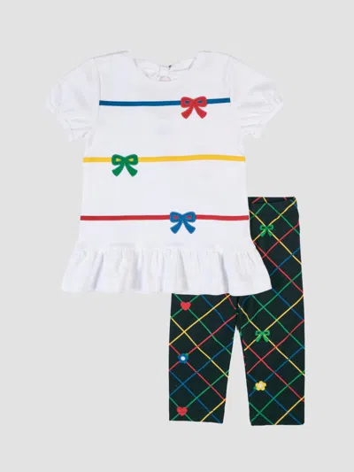 Florence Eiseman Little Girl's & Girl's Bow-appliqué Tunic Top & Capri Leggings Set In Navy Multi