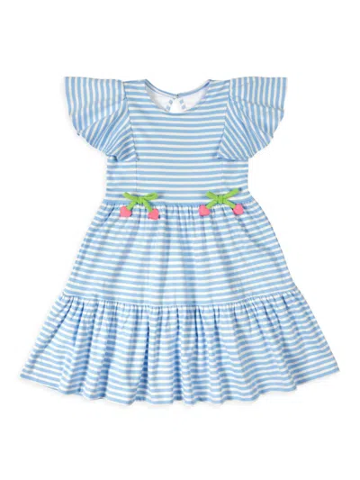 Florence Eiseman Little Girl's & Girl's Embroidered Striped Cotton-blend Dress In Blue