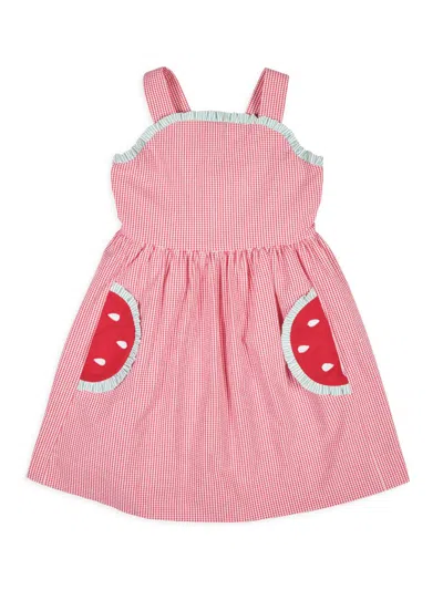 Florence Eiseman Little Girl's & Girl's Watermelon-appliqué Check Seersucker Dress In Red