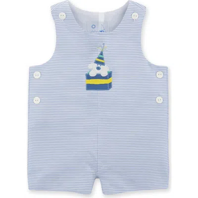 Florence Eiseman Babies'  Ottoman Shortall With Present Puppy In Blue
