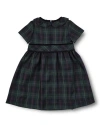 Florence Eiseman Plaid Dress With Neck Ruffle In Green