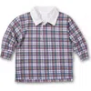 Florence Eiseman Plaid Knit Long Sleeve Polo In Multi
