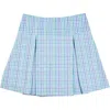 Florence Eiseman Plaid Seersucker Pleated Skirt In Blue/navy