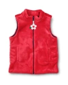 Florence Eiseman Plush Fleece Zip Up Vest In Red