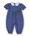 Florence Eiseman Girl's Polka Dot Cherry Printed Knit Longall In Blue