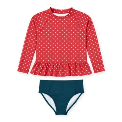 Florence Eiseman Babies'  Polka Dot Rashguard Swimsuit In Red