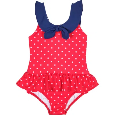 Florence Eiseman Kids'  Polka Dot Sailor Swimsuit In Red