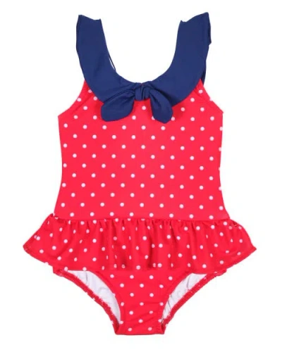 Florence Eiseman Babies'  Polka Dot Sailor Swimsuit In Red