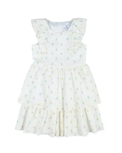 Florence Eiseman Kids'  Printed Floral Dress With Ruffles In White/multicolor