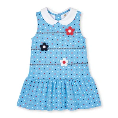 Florence Eiseman Babies'  Printed Knit Dress With Flowers In Blue