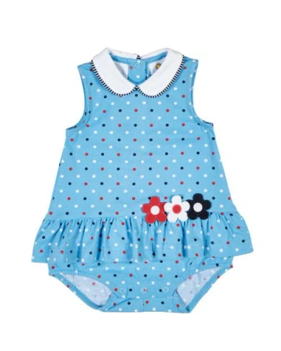 Florence Eiseman Babies'  Printed Knit Romper With Flowers In Blue