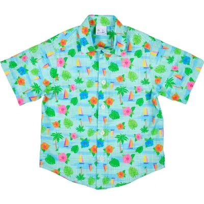 Florence Eiseman Kids'  Printed Linen-look Camp Shirt In Multi