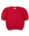 Florence Eiseman Red Short Slv Sweater With Puff Sleeves In Red
