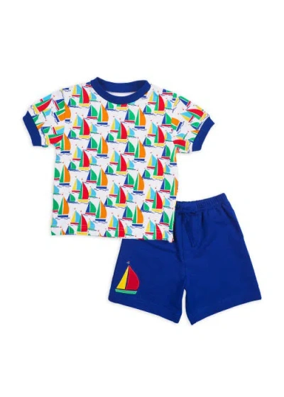 Florence Eiseman Babies'  Sailboat Print T-shirt With Shorts In Multi