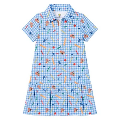 Florence Eiseman Kids'  School Print Performance Knit Dress In Blue