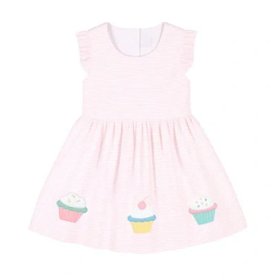 Florence Eiseman Kids'  Seersucker Dress With Cupcakes In Pink