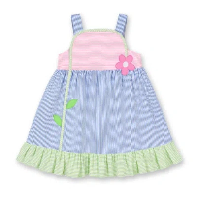 Florence Eiseman Kids'  Seersucker Dress With Flower In Green