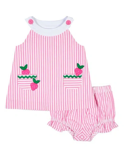 Florence Eiseman Kids'  Seersucker Dress With Strawberries In Multi