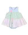 Florence Eiseman Seersucker Romper With Tulips In Multi