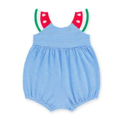 Florence Eiseman Babies'  Seersucker Swimsuit With Watermelon In Blue