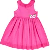 Florence Eiseman Shimmer Stripe Lawn Dress With Flowers In Fuchsia