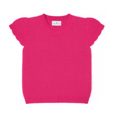Florence Eiseman Kids'  Short Slv Sweater With Scallop Edges In Pink