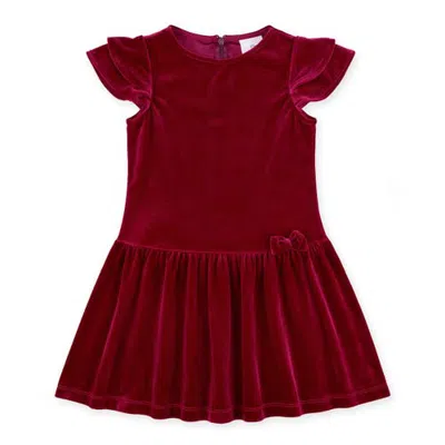 Florence Eiseman Kids'  Stretch Velvet Dress With Bow In Red