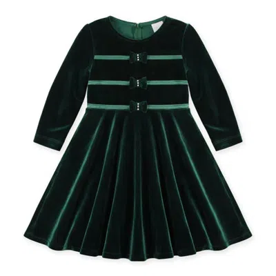 Florence Eiseman Kids'  Stretch Velvet Dress With Pearls In Green