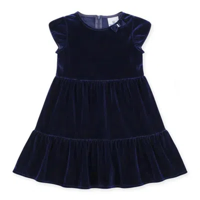 Florence Eiseman Kids'  Stretch Velvet Dress With Tulip Sleeves In Black