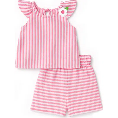Florence Eiseman Babies'  Stripe Gauze Top And Shorts In Pink