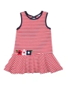 Florence Eiseman Stripe Knit Dress With Flowers In Red/white