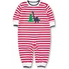 Florence Eiseman Stripe Knit Longall With Dino And Chistmas Tree In Red