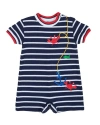Florence Eiseman Stripe Knit Shortall With Anchor, Crabs & Fish