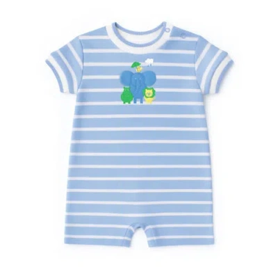 Florence Eiseman Babies'  Stripe Knit Shortall With Elephant & Friends In Multi