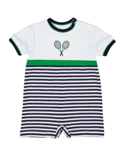 Florence Eiseman Babies'  Stripe Knit Shortall With Tennis Rackets In Multi