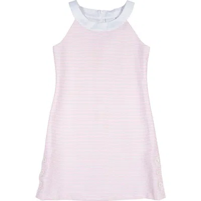 Florence Eiseman Kids'  Stripe Pique Dress With Side Buttons In Pink