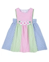 Florence Eiseman Girl's Striped Seersucker Dress W/ Flowers In Multicolor