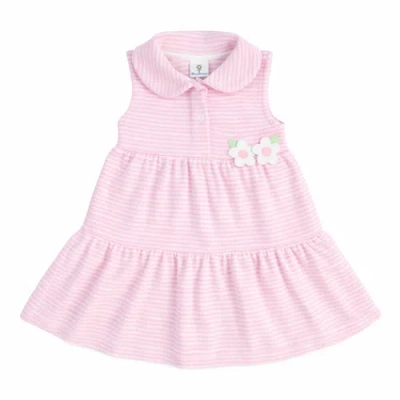 Florence Eiseman Babies'  Stripe Terry Dress With Flowers In Pink